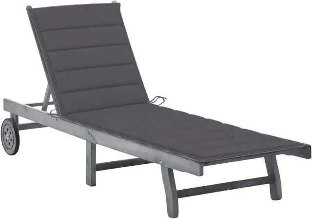 Main image of vidaXL Patio Sun Lounger with Cushion Gray Solid Acacia Wood