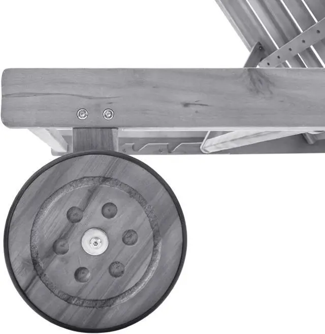 Alt view image 4 of 12 - vidaXL Patio Sun Lounger with Cushion Gray Solid Acacia Wood