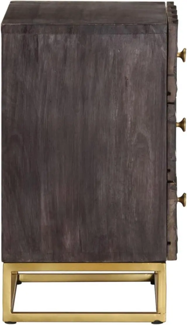 Alt view image 4 of 12 - vidaXL Bed Cabinet Black 15.7"x11.8"x19.7" Solid Mango Wood