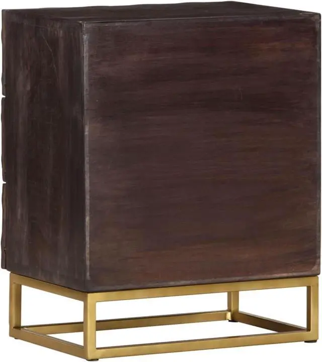 Alt view image 6 of 12 - vidaXL Bed Cabinet Black 15.7"x11.8"x19.7" Solid Mango Wood