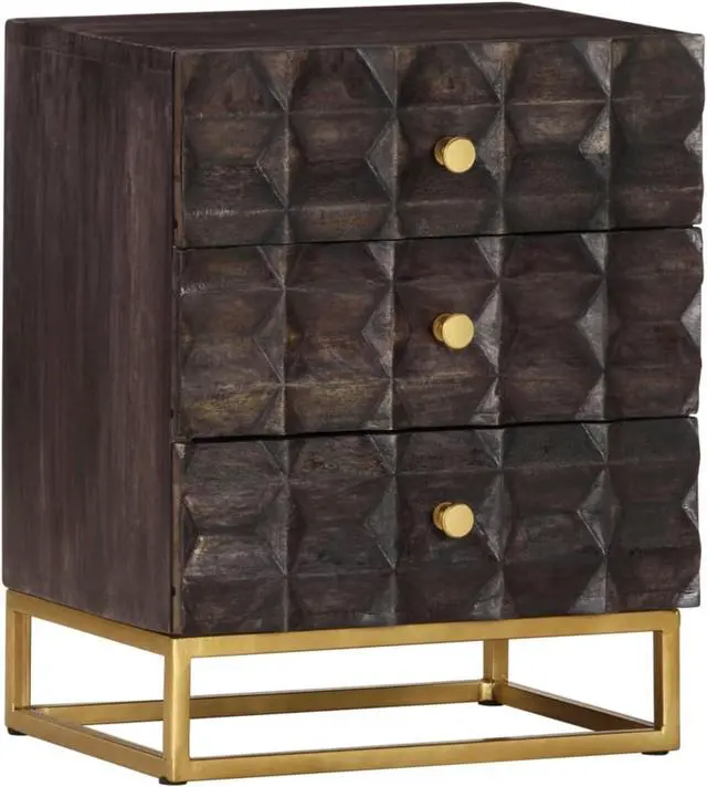 Main image of vidaXL Bed Cabinet Black 15.7"x11.8"x19.7" Solid Mango Wood