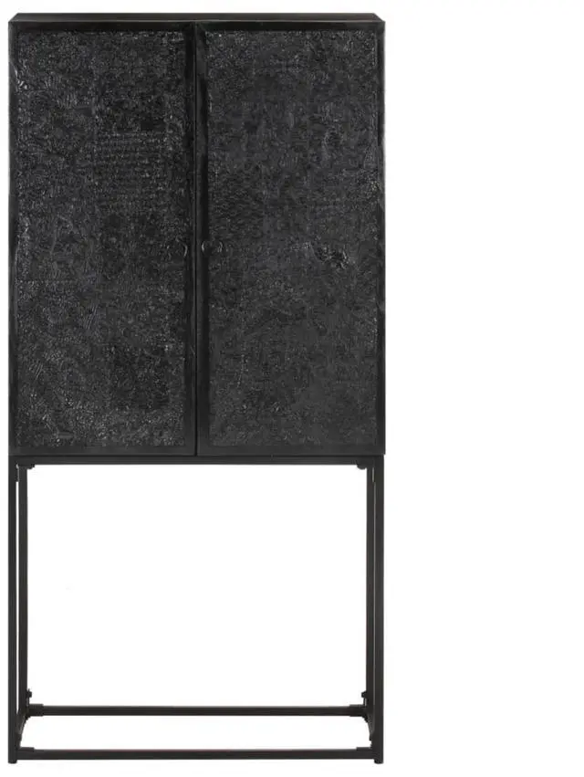 Alt view image 13 of 18 - vidaXL Sideboard Kitchen Storage Cabinet Black Solid Wood Acacia and Mango