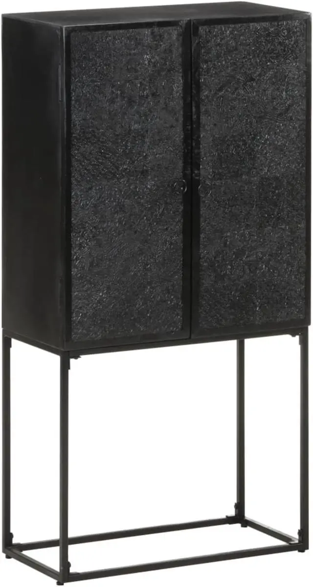 Alt view image 10 of 18 - vidaXL Sideboard Kitchen Storage Cabinet Black Solid Wood Acacia and Mango