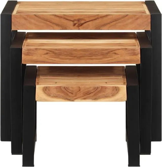 Alt view image 5 of 9 - vidaXL Nesting Table Honey finish