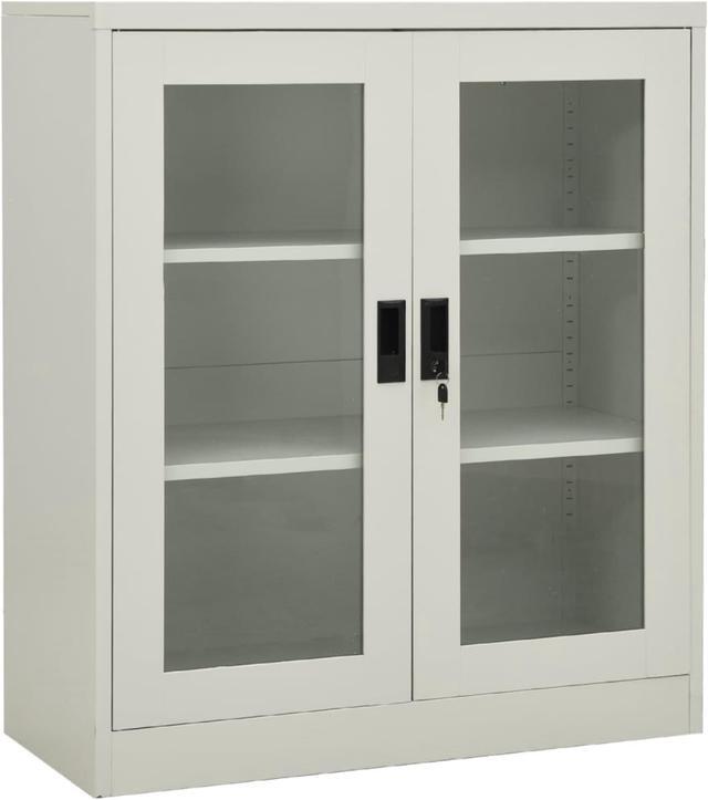 Alt view image 7 of 15 - vidaXL Office Cabinet Storage Cabinet Home Display Cabinet Light Gray Steel