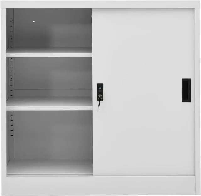 Alt view image 10 of 17 - vidaXL Filing Cabinet Storage File Cabinet with Sliding Door Light Gray Steel