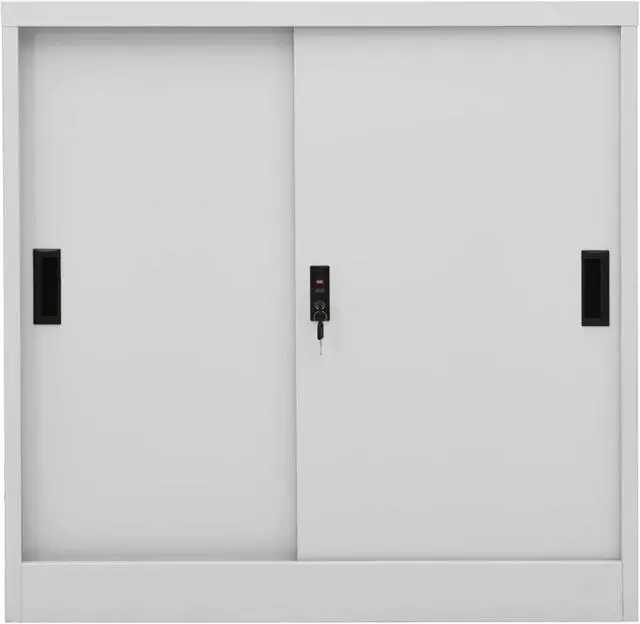 Alt view image 9 of 17 - vidaXL Filing Cabinet Storage File Cabinet with Sliding Door Light Gray Steel
