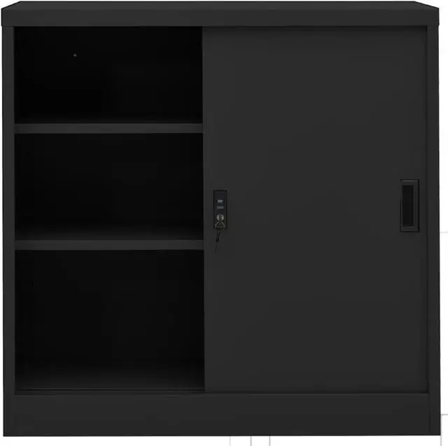 Alt view image 10 of 18 - vidaXL Office Cabinet with Sliding Door Anthracite 35.4" Steel Side Cabinet