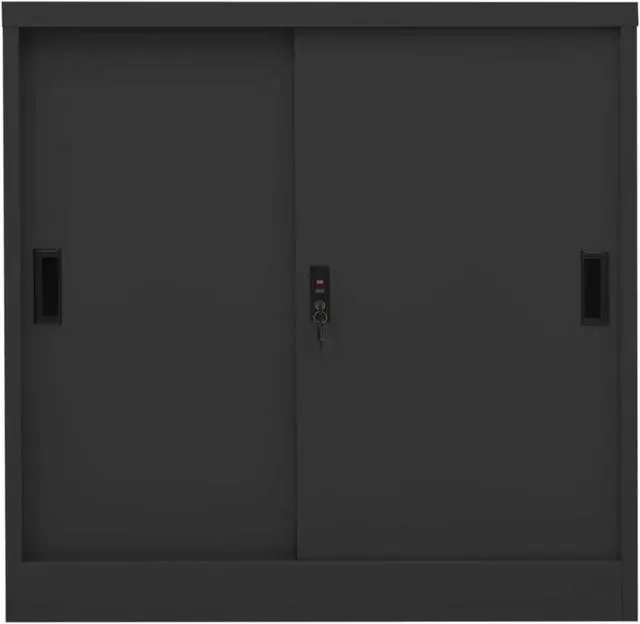 Alt view image 9 of 18 - vidaXL Office Cabinet with Sliding Door Anthracite 35.4" Steel Side Cabinet