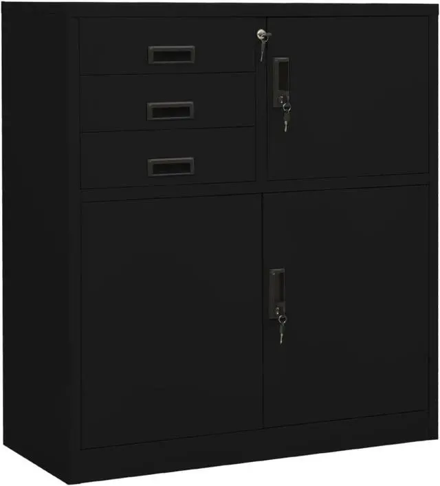 Main image of vidaXL Office Cabinet Black 35.4"x15.7"x40.2" Steel