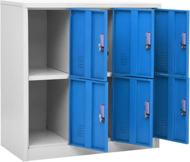 Alt view image 12 of 16 - vidaXL Locker Cabinet Storage Cabinet File Cabinet Light Gray and Blue Steel