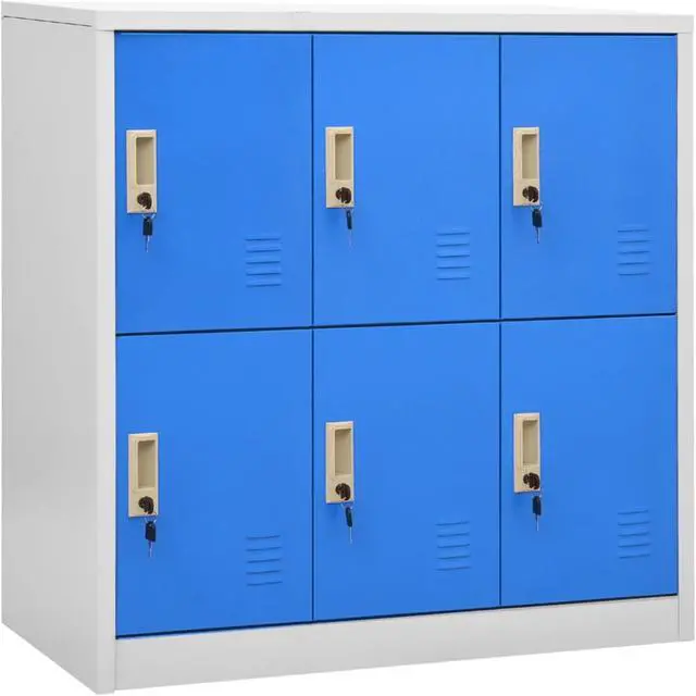 Alt view image 7 of 16 - vidaXL Locker Cabinet Storage Cabinet File Cabinet Light Gray and Blue Steel