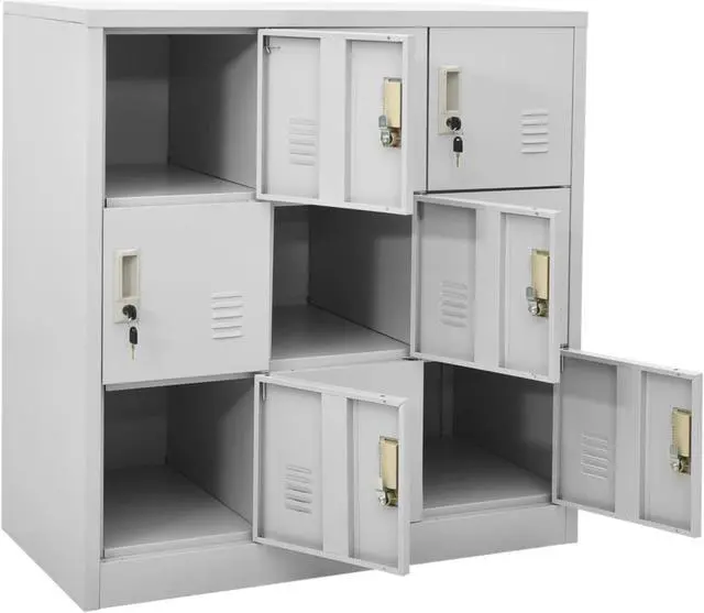 Alt view image 12 of 17 - vidaXL Locker Cabinet Office Storage Cabinet File Cabinet Light Gray Steel