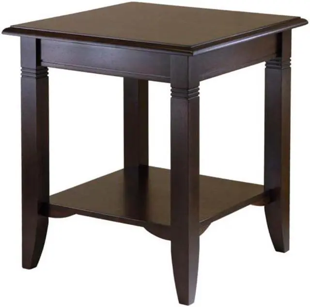 Alt view image 8 of 13 - Winsome Nolan Solid / Composite Wood End Table With Shelf - Cappuccino Finish