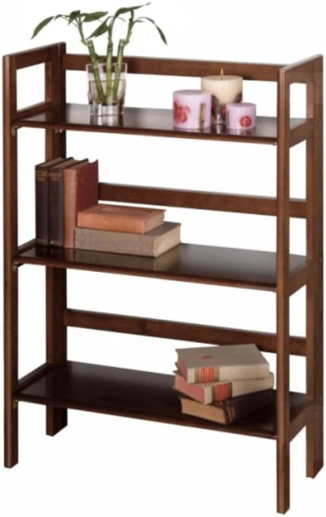 Alt view image 6 of 17 - Winsome Trading Inc 94896 3 Tier Walnut Stackable Folding Book Shelf