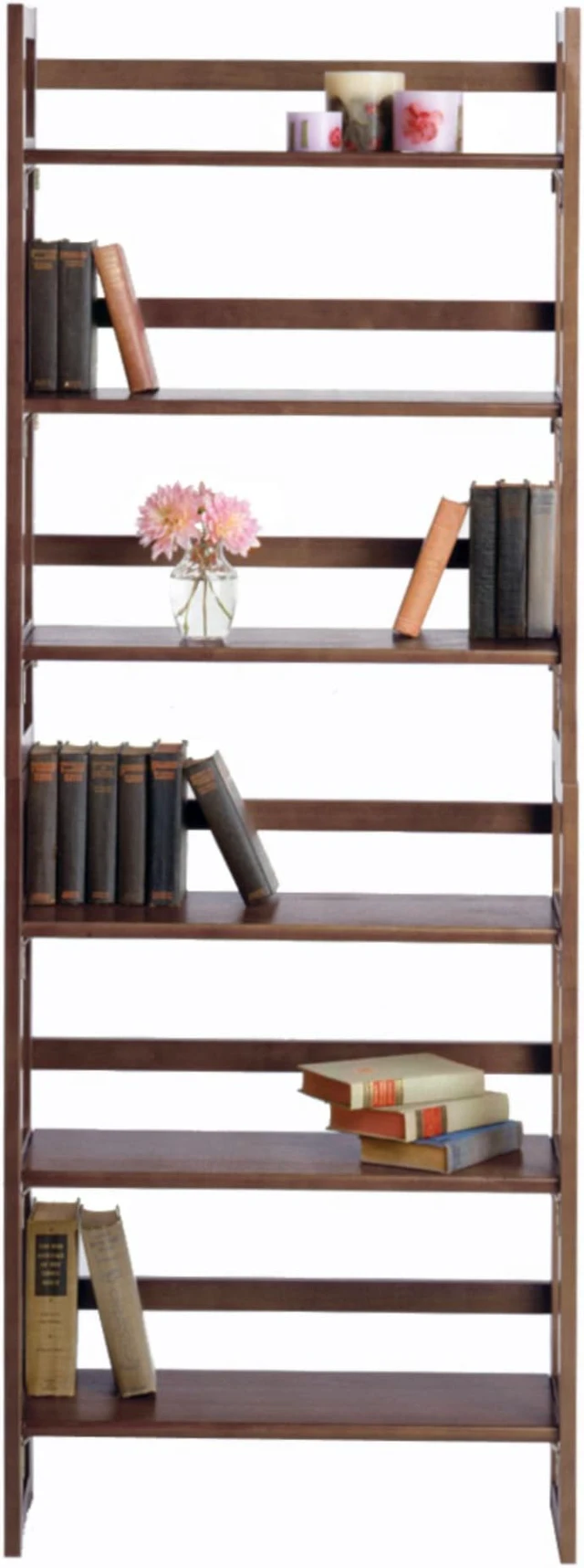 Alt view image 5 of 17 - Winsome Trading Inc 94896 3 Tier Walnut Stackable Folding Book Shelf