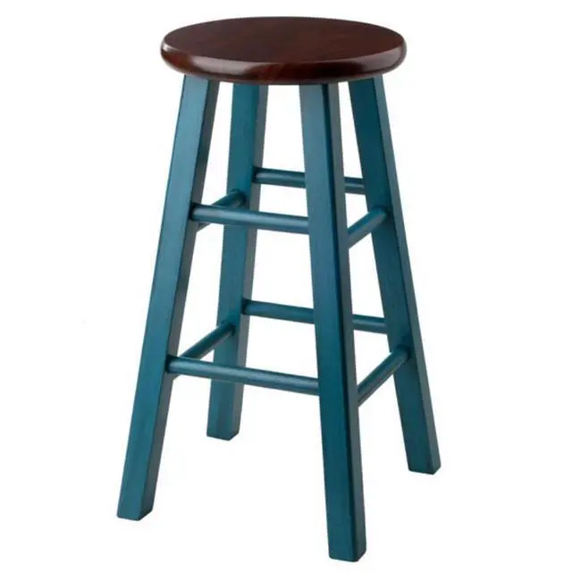 Alt view image 6 of 7 - Ivy 24" Counter Stool Rustic Teal w/ Walnut Seat 62224