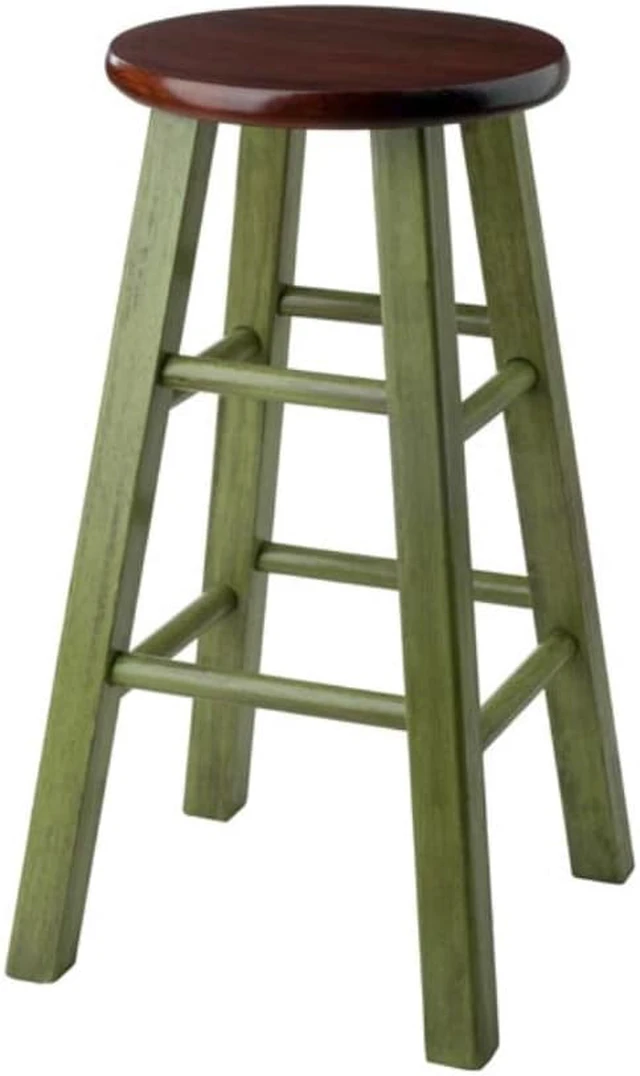 Alt view image 6 of 7 - Ivy 24" Counter Stool Rustic Green w/ Walnut Seat 64224