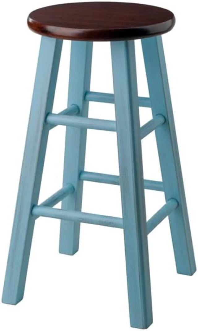 Alt view image 2 of 6 - Ivy Counter Stool, Rustic Light Blue and Walnut