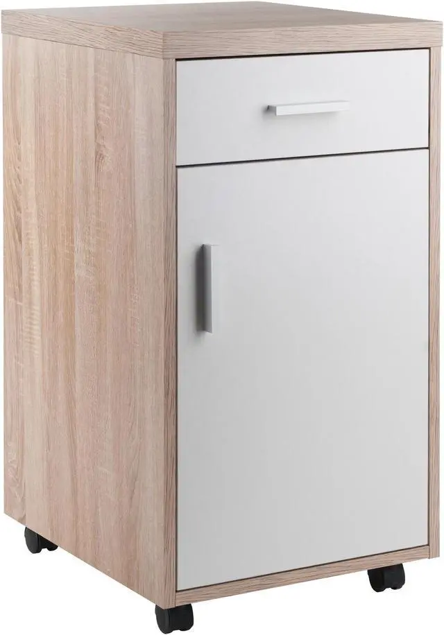 Alt view image 7 of 7 - Kenner Mobile Storage Cabinet, 1 Drawer, Reclaimed Wood/White Finish 18220