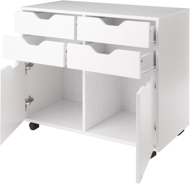 Alt view image 2 of 11 - Halifax Wide 2-Door Storage Cabinet, 4-Drawer, White