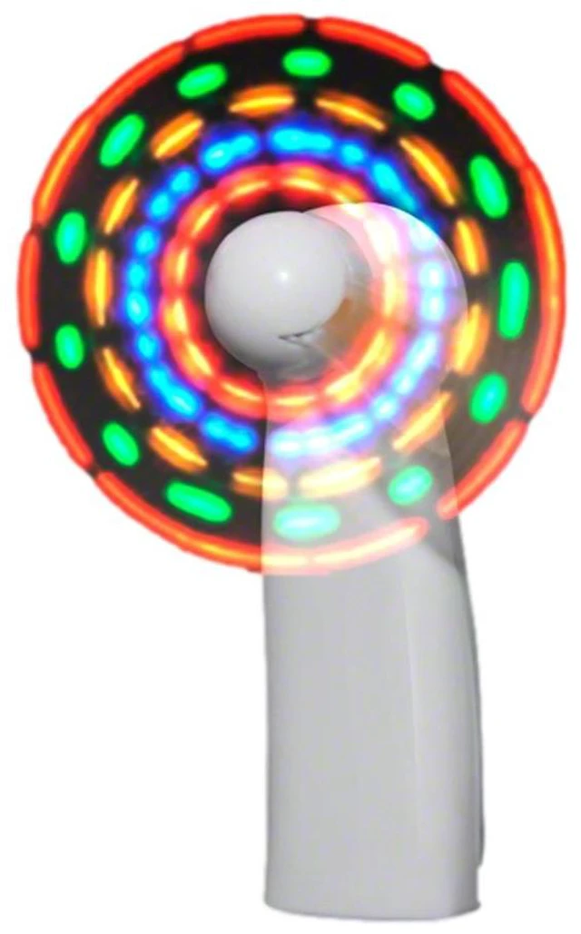 Main image of Portable Light Up Mini Cooling Fan with White Handle Battery Operated for Hot Weather