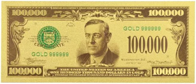 Main image of One Hundred Thousand US Dollars 24K Gold Plated Collectible Fake Banknotes for Decoration