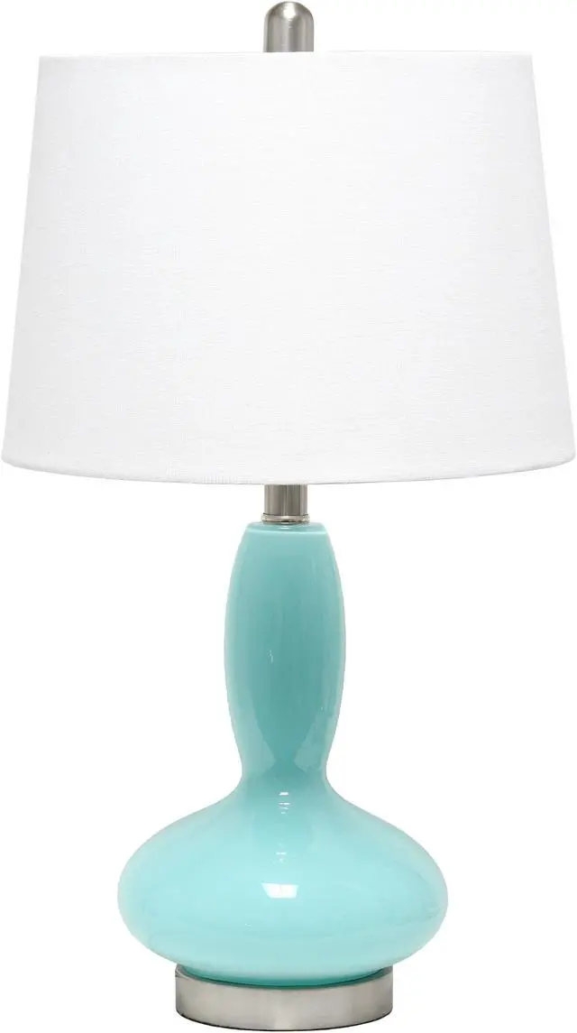 Main image of Lalia Home Glass Dollop Table Lamp with White Fabric Shade, Seafoam