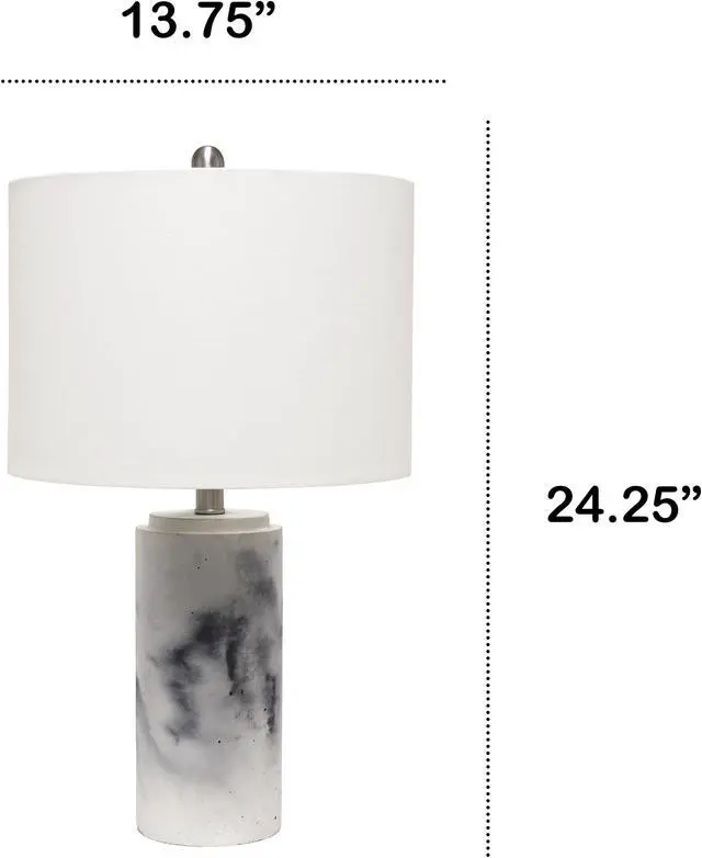 Alt view image 5 of 12 - Lalia Home Marbleized Table Lamp with White Fabric Shade,  White