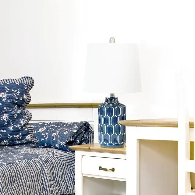 Alt view image 5 of 12 - Lalia Home Moroccan Table Lamp with Fabric White Shade, Blue