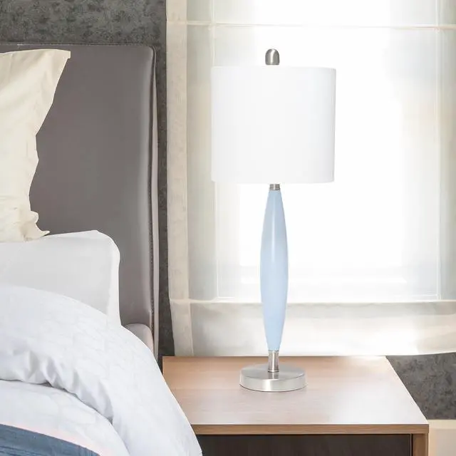 Alt view image 5 of 12 - Lalia Home Stylus Table Lamp with White Fabric Shade, Blue