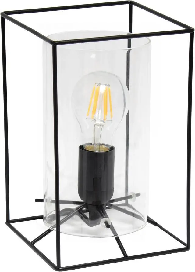 Main image of Lalia Home Black Framed Table Lamp with Clear Cylinder Glass Shade, Small