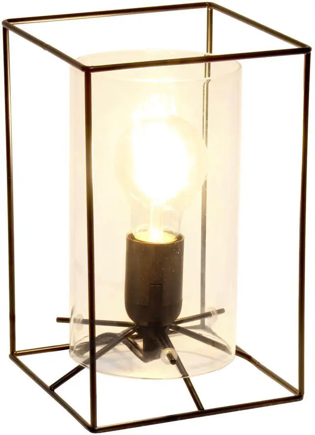 Alt view image 2 of 11 - Lalia Home Black Framed Table Lamp with Clear Cylinder Glass Shade, Small