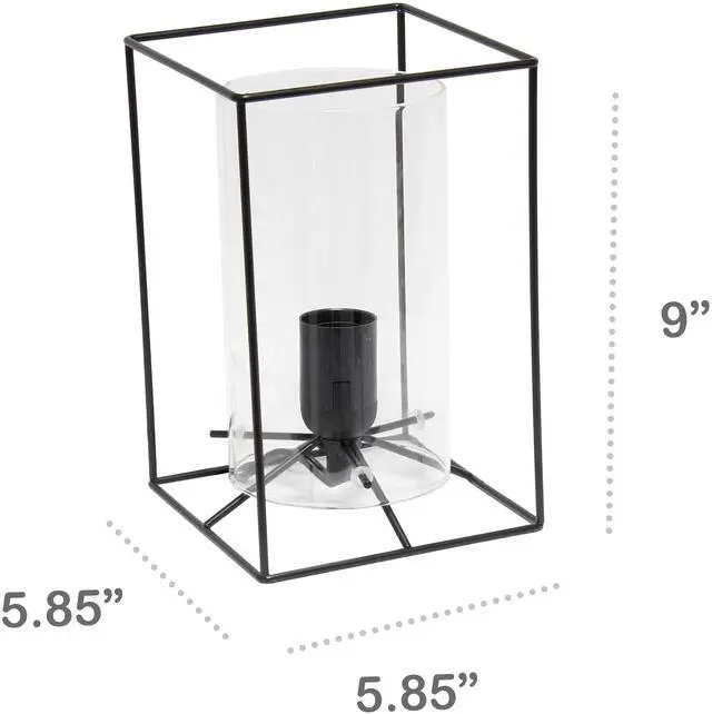 Alt view image 4 of 11 - Lalia Home Black Framed Table Lamp with Clear Cylinder Glass Shade, Small