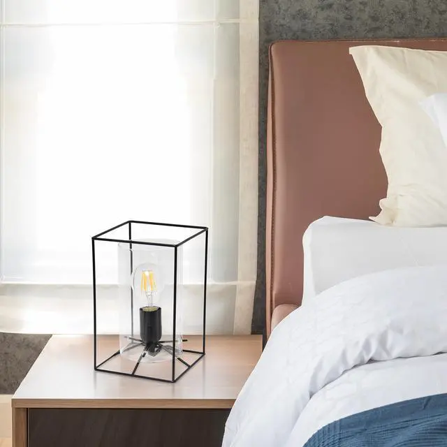 Alt view image 5 of 11 - Lalia Home Black Framed Table Lamp with Clear Cylinder Glass Shade, Small