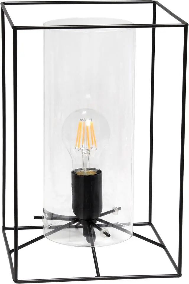 Main image of Lalia Home Black Framed Table Lamp with Clear Cylinder Glass Shade, Large