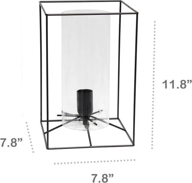 Alt view image 4 of 12 - Lalia Home Black Framed Table Lamp with Clear Cylinder Glass Shade, Large