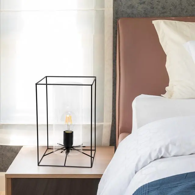 Alt view image 5 of 12 - Lalia Home Black Framed Table Lamp with Clear Cylinder Glass Shade, Large