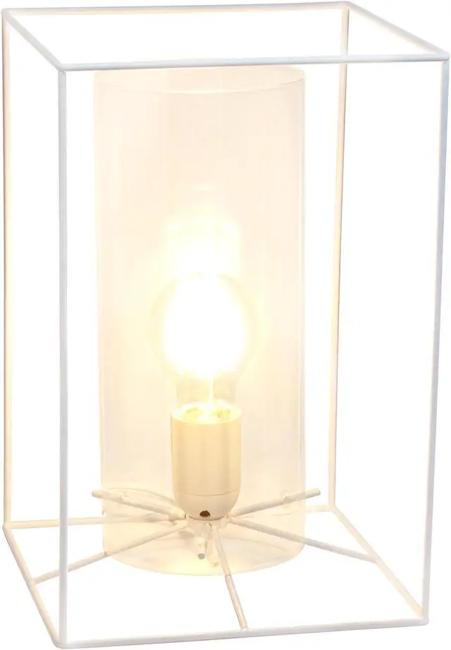 Alt view image 2 of 12 - Lalia Home White Framed Table Lamp with Clear Cylinder Glass Shade, Large