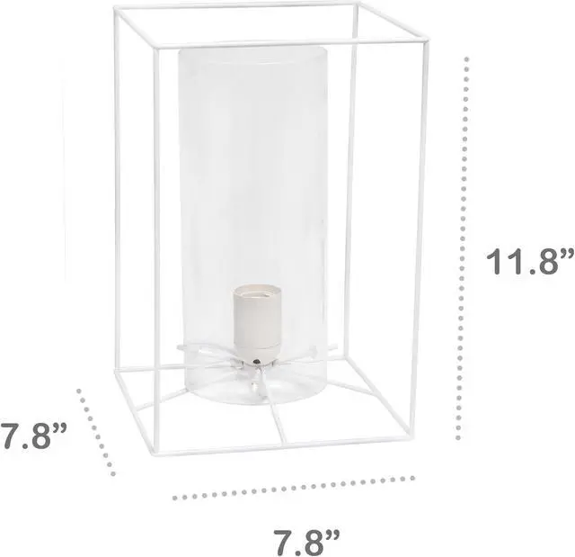 Alt view image 4 of 12 - Lalia Home White Framed Table Lamp with Clear Cylinder Glass Shade, Large