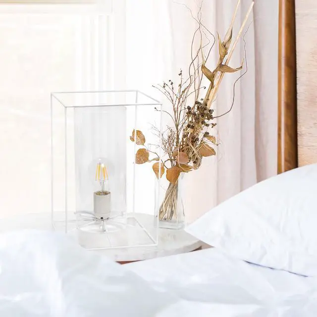 Alt view image 3 of 12 - Lalia Home White Framed Table Lamp with Clear Cylinder Glass Shade, Large