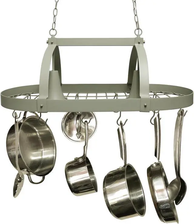 Alt view image 18 of 20 - Elegant Designs Slate Gray 2 Light Kitchen Pot Rack with Downlights