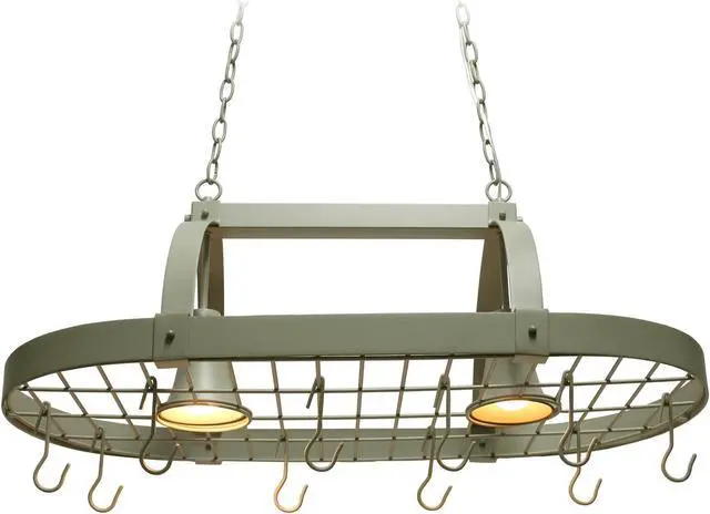 Alt view image 16 of 20 - Elegant Designs Slate Gray 2 Light Kitchen Pot Rack with Downlights