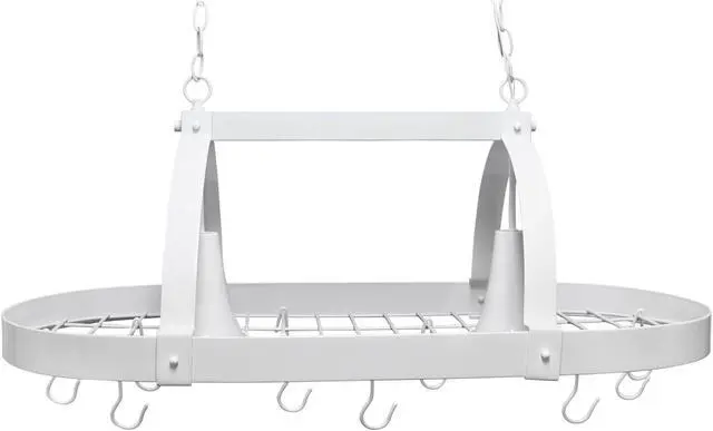 Alt view image 15 of 20 - Elegant Designs White 2 Light Kitchen Pot Rack with Downlights