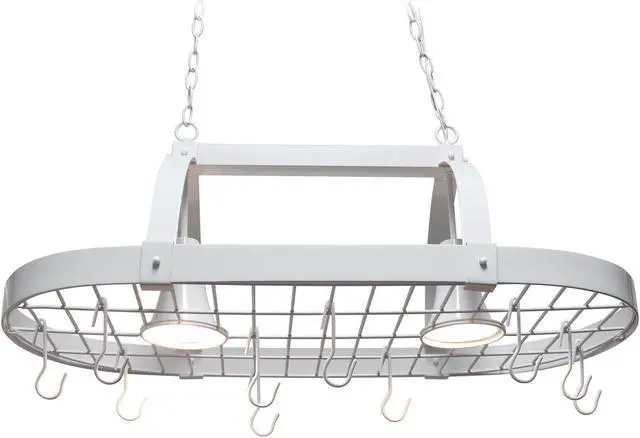 Alt view image 16 of 20 - Elegant Designs White 2 Light Kitchen Pot Rack with Downlights