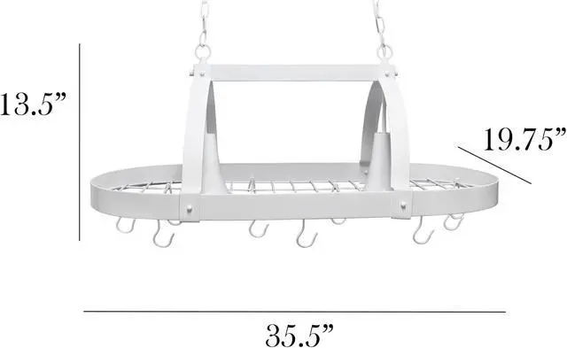 Alt view image 17 of 20 - Elegant Designs White 2 Light Kitchen Pot Rack with Downlights