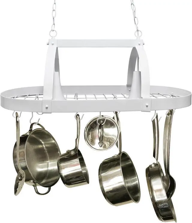 Alt view image 18 of 20 - Elegant Designs White 2 Light Kitchen Pot Rack with Downlights