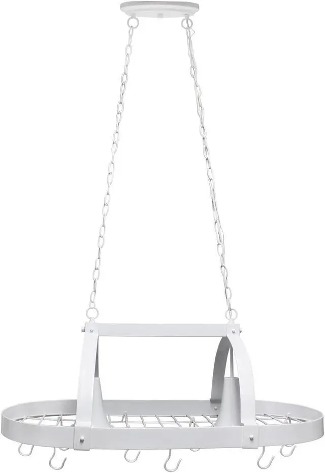 Alt view image 20 of 20 - Elegant Designs White 2 Light Kitchen Pot Rack with Downlights