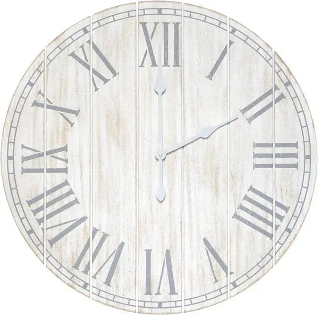 Main image of Elegant Designs Wood Plank 23" Large Coastal Rustic Wall Clock, White Wash