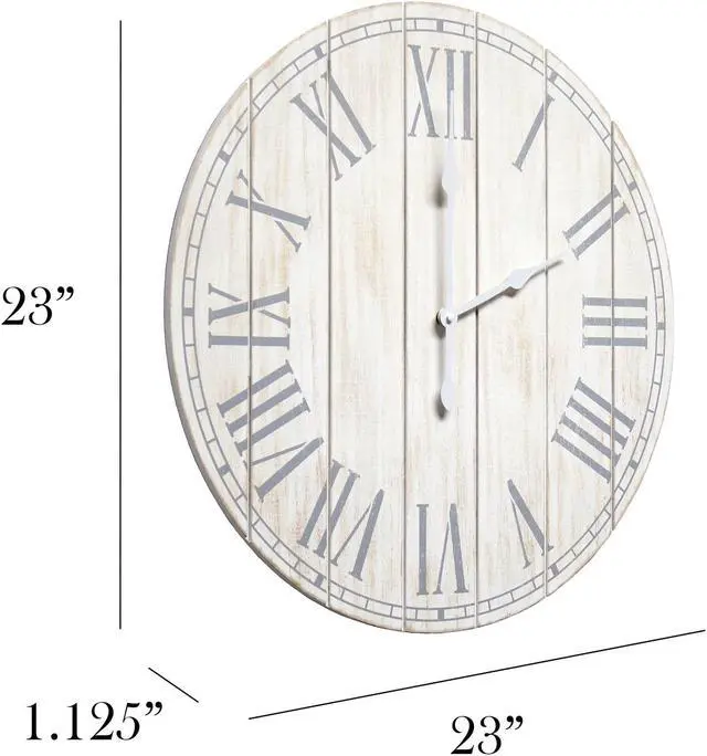 Alt view image 4 of 8 - Elegant Designs Wood Plank 23" Large Coastal Rustic Wall Clock, White Wash